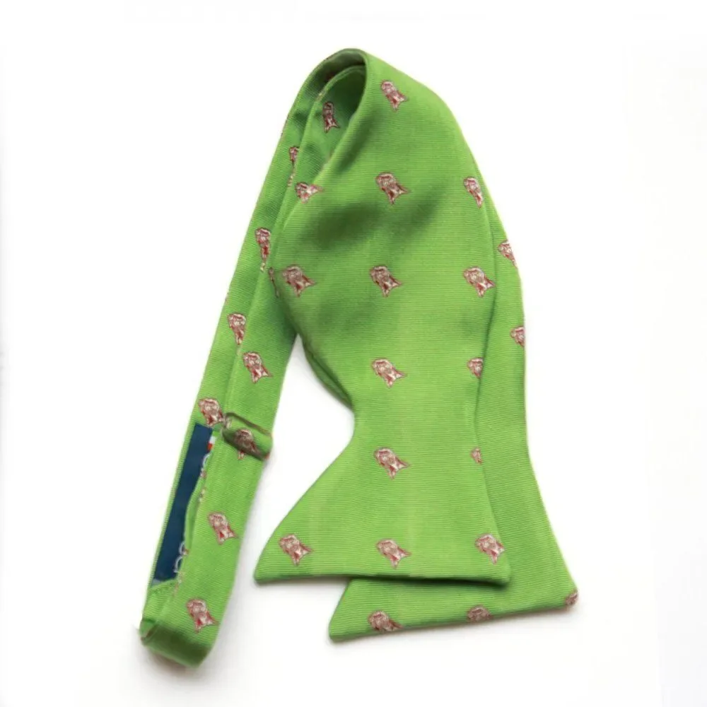 Men's Self-tied‎ Bow Tie 100%Silk Big Butterfly Green Embroidery S686